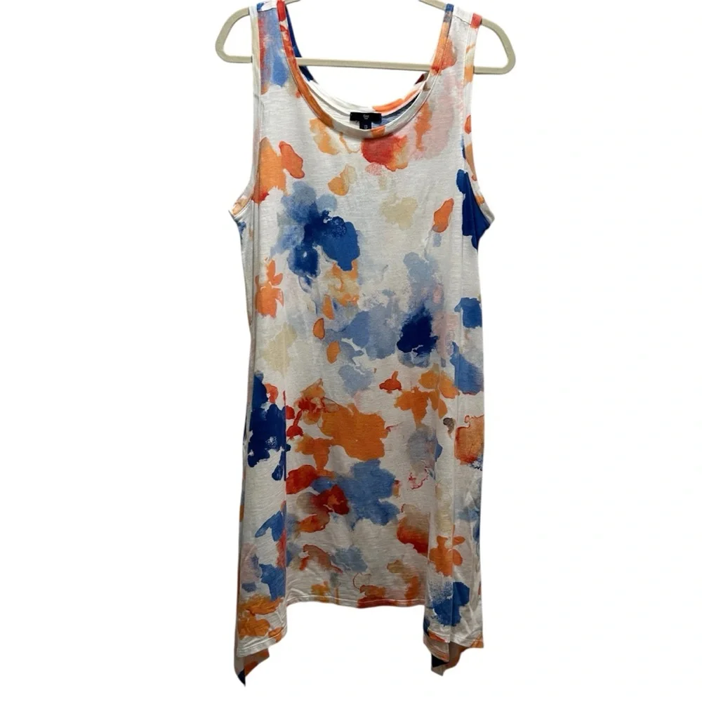 Gap Sleeveless Floral Jersey Dress with Asymmetrical Hem - Size Large - Picture 2 of 5